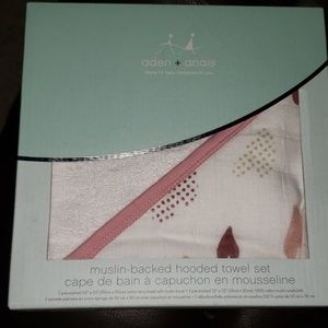 aden + anais muslin backed hooded towel set; heart